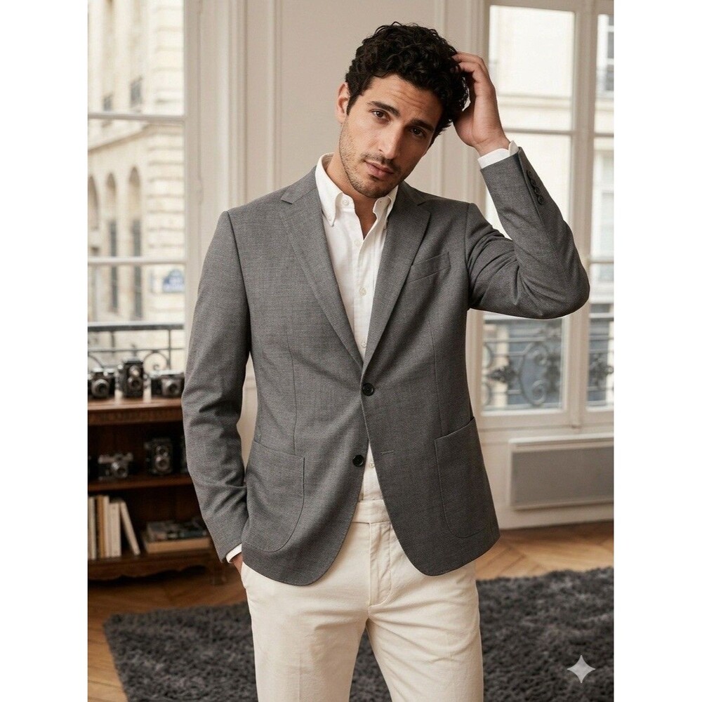 Banana Republic Performance Wool Blazer Mens 44R Gray Tailored Sport Coat NWOT